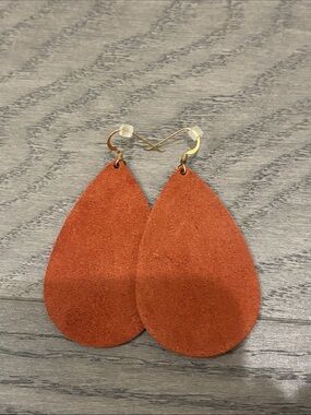 Nickel & Suede Rust Orange Teardrop Suede Earrings